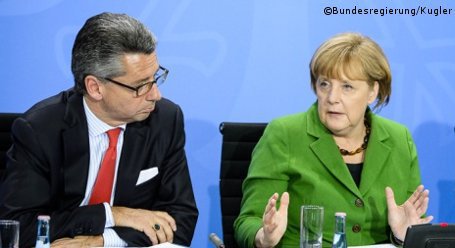 BDI-Präsident Ulrich Grillo beim Energiegespräch mit Bundeskanzlerin Angela Merkel