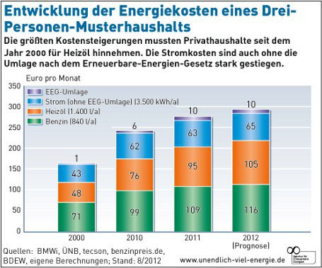 Energiekosten in zwölf Jahren um 81 Prozent gestiegen