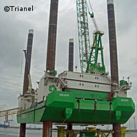 Bau von Offshore-Windpark Borkum: Errichterschiff Goliath