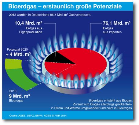 Biomethan könnte zehn Prozent des Erdgasverbrauchs decken
